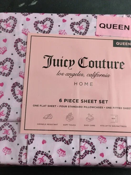 Juicy Couture Hearts 6 Pc Sheet Set