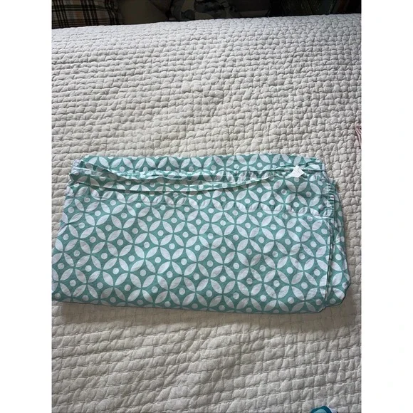 Pottery Barn Dot & Petal Aqua Teal Full Flat Sheet Top Cotton Bedding Vintage