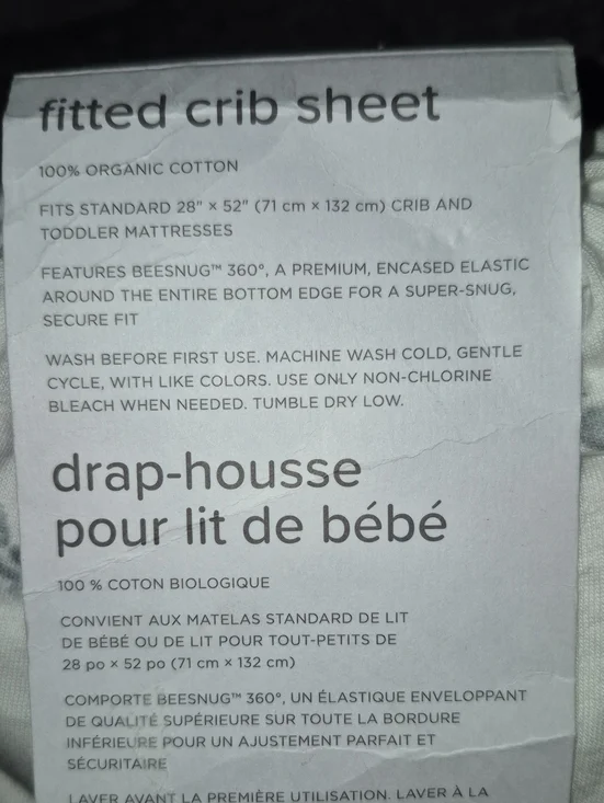 Burt's Bees Baby White Fitted Crib Sheet with Light Gray Floral - New