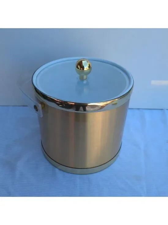 Vintage Gold Acrylic Ice Bucket Retro Barware Taiwan Mid-Century Modern