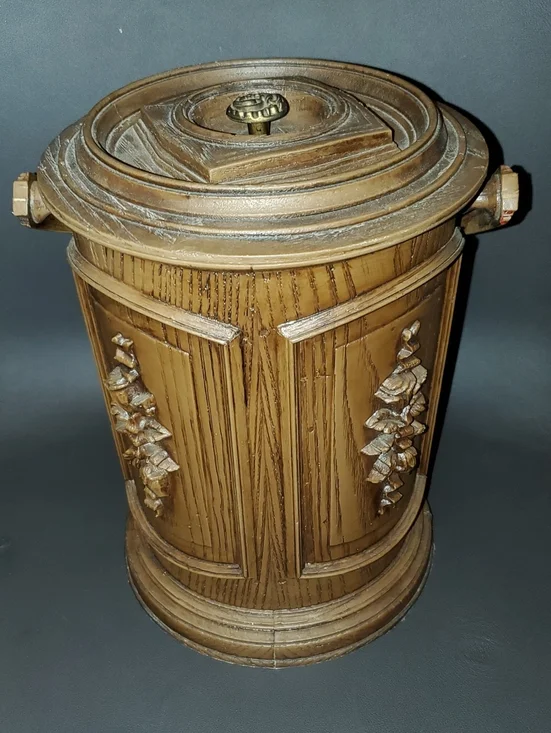 Vintage Fiberglass Owens Corning Made in USA Faux Wood MCM Ice Bucket