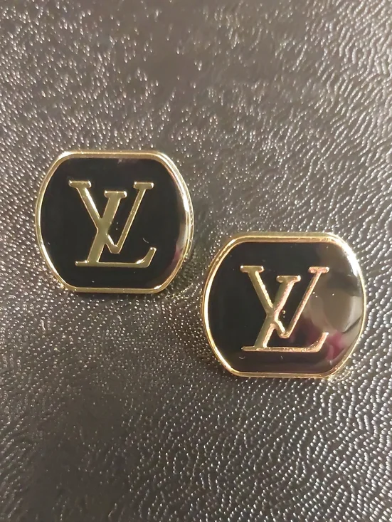 New LV Black & Gold Octagon Cufflinks
