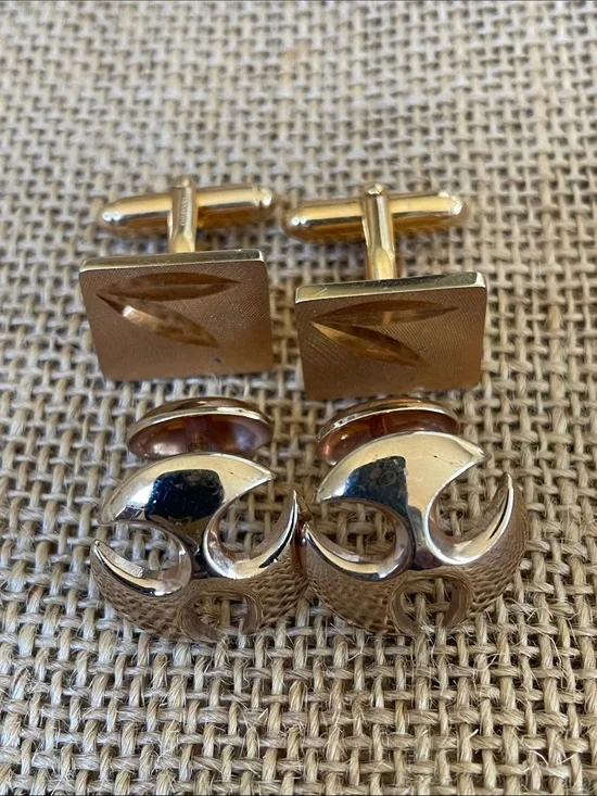 Classic Gold Plated Men's Cufflinks Set