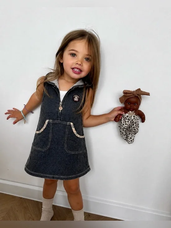 BURBERRY Sleeveless Hooded Teddy Bear Zip Up Dress