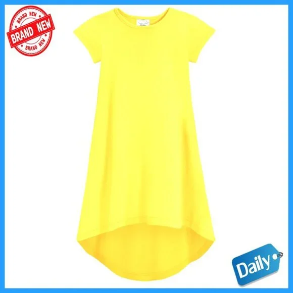 Girls Short Sleeve Cotton Maxi Dress Hi-Lo Casual Kids Size 8-10