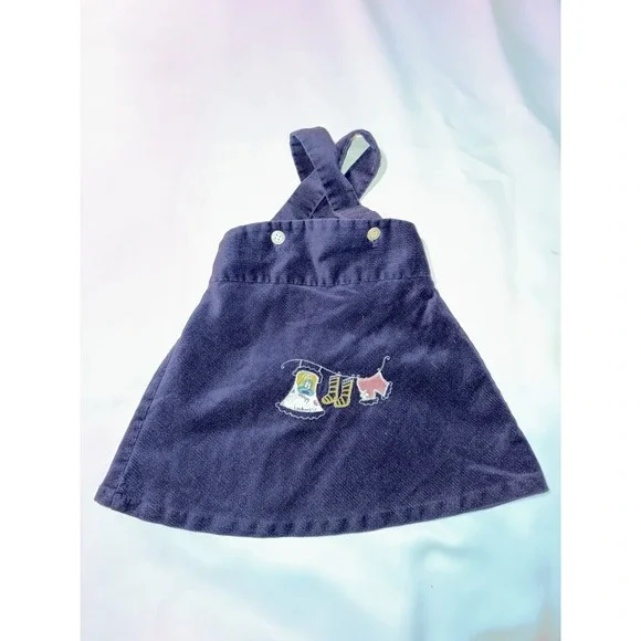 Vintage Child's Healthtex Corduroy‎ Jumper Dress, Clothesline Bloomers  3t