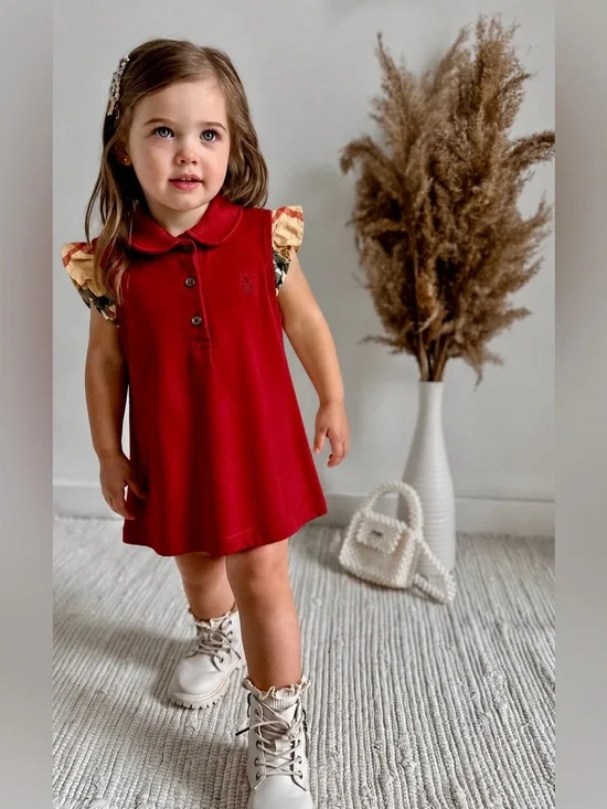 Burberry Girls Iconic Nova Check Flutter Short Sleeve Button Up Dress