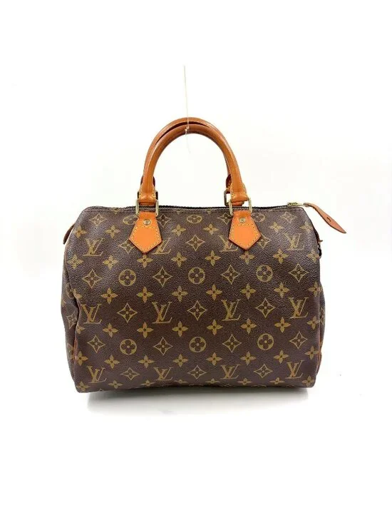 Louis Vuitton Speedy 30 Monogram Leather Brown Handbag Gold