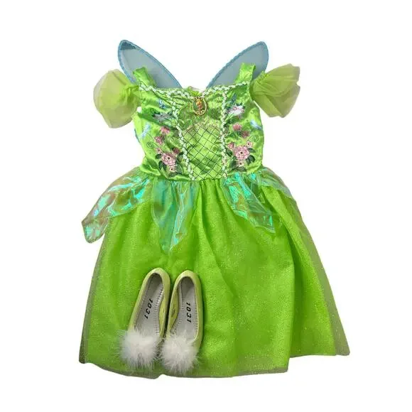 Tinkerbell Fairy Costume Set Wings/Shoes Girls Size 6X