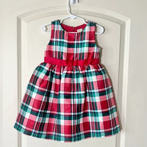 Gymboree Girls 3T Christmas Plaid Holiday Dress Red Green Tartan Tulle Bow