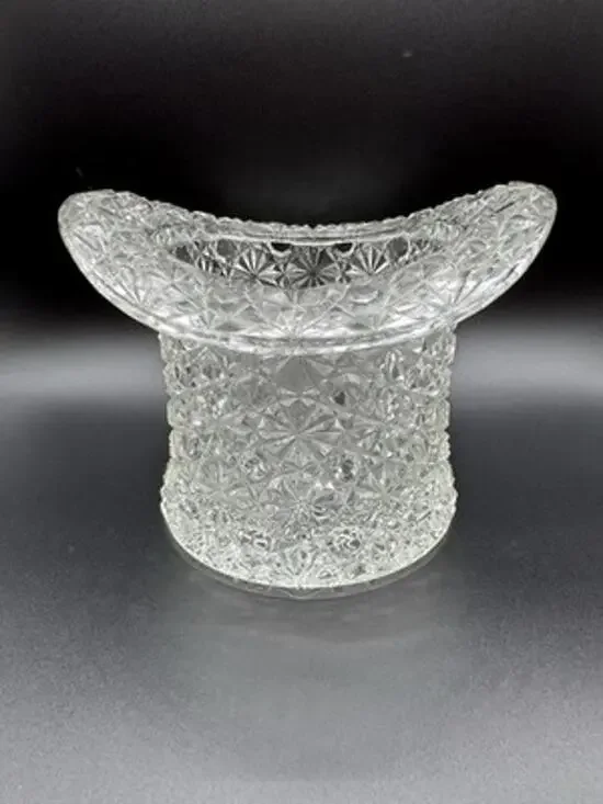Fenton Ice Bucket Wine Holder Daisy Button Pattern Lg Clear Glass Vintage READ
