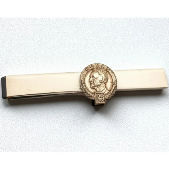 Vtg 1954 sterling silver Kodak 25 years coin tie clip antique