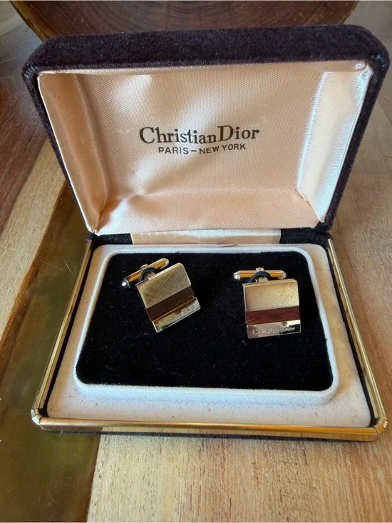 Vintage Christian Dior Men’s Cuff Links in box.