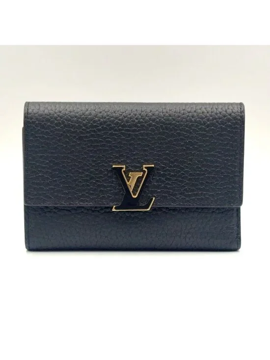 Louis Vuitton Portefeuille Capucines Compact Leather Pink Black Trifold Wallet
