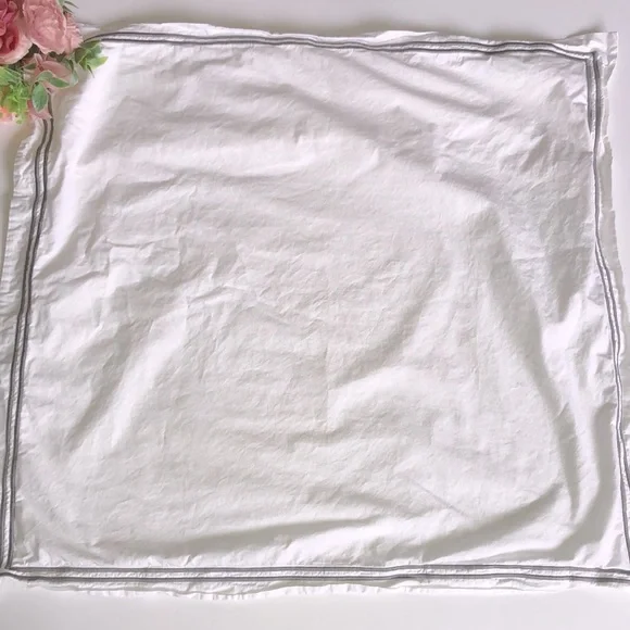 Restoration Hardware ITALIAN HOTEL SATIN STITCH Euro SHAM Fog White Silver