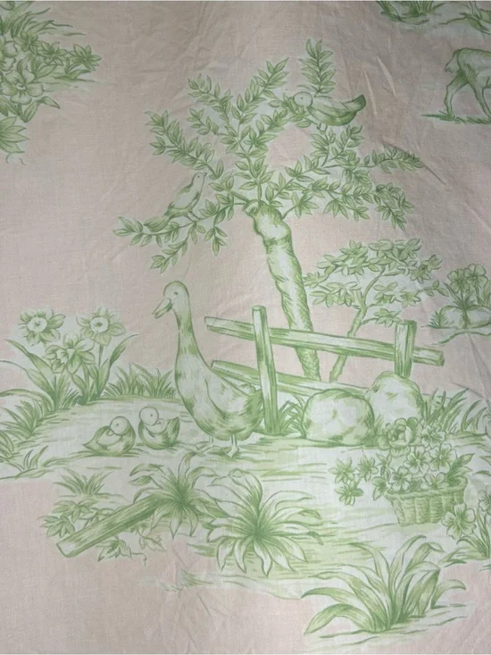 VTG Pottery Barn Pink Farm Animals Cottagecore Girls Crib Mattress Fitted Sheet