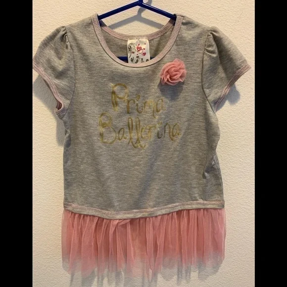 Prima Ballerina 6X Girls T-Shirt Dress W/Tulle/USA​​​​​​​​​​​​​​​​​​​​​