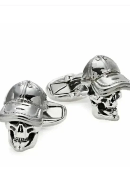 Paul Smith Skull Ball Cap Cufflinks Silver T-Bar Mens Gift Box