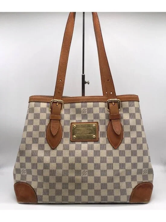 Louis Vuitton Damier Azur Hampstead MM Tote Shoulder Bag Price Negotiation