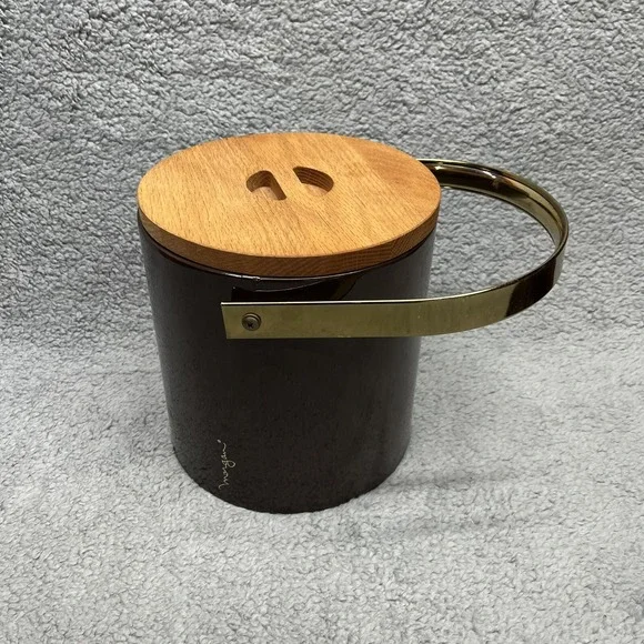 Morgan Brigade Ice Bucket Brown Vintage Mid Century Modern MCM Solid‎ Wood Lid