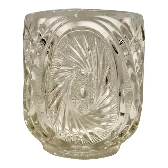 Vintage Pressed Glass Ice Bucket Pinwheel Star Pattern Planter