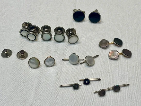 Lot Vintage Art Deco Snap Links Pull Apart Cufflinks Tie Tacks