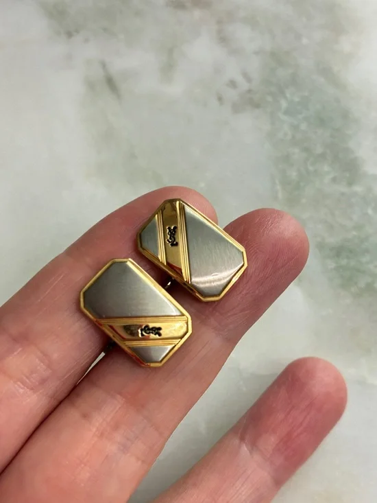 YSL Vintage Cuff Links & Tie Clip Set