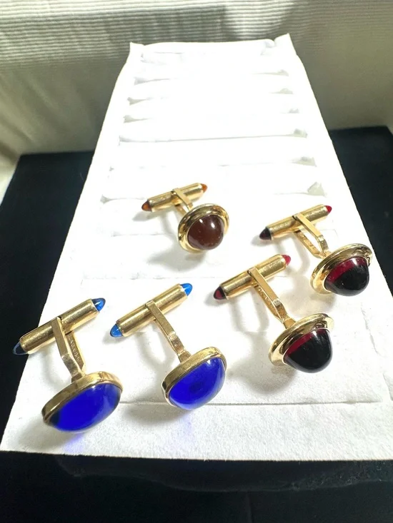 🔥Bundle of (2+1) Vtg Krementz Mogul Cabochon Cuff Links 2-Sets + 1-Single