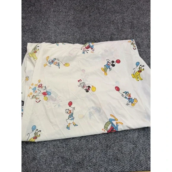 Vintage Disney Mickey Minnie Mouse Balloons Twin Fitted Sheet Bedding
