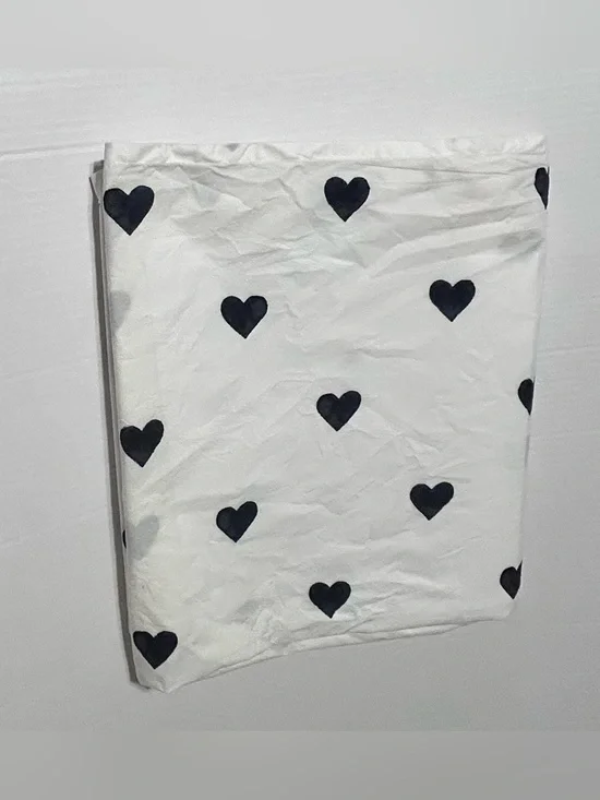 Pottery Barn Teen Emily & Meritt Black Hearts XL Twin Flat Sheet