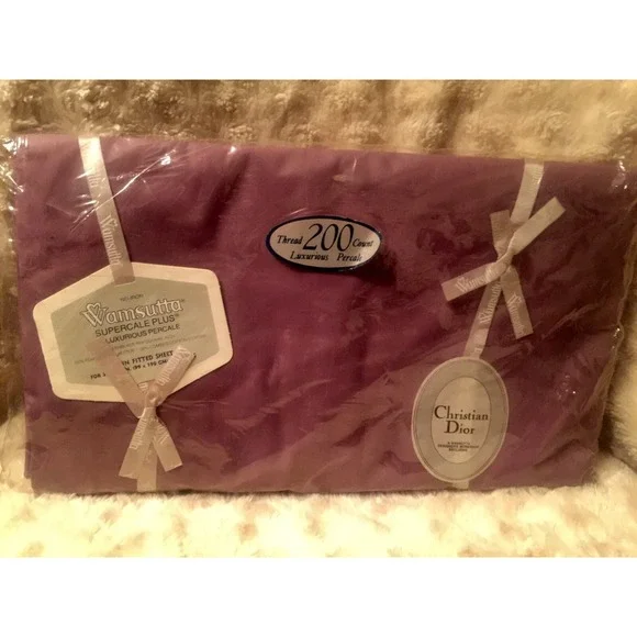 Wamsutta Christian Dior Vtg Fitted Twin Sheet Supercale Plus New Purple‎ H11