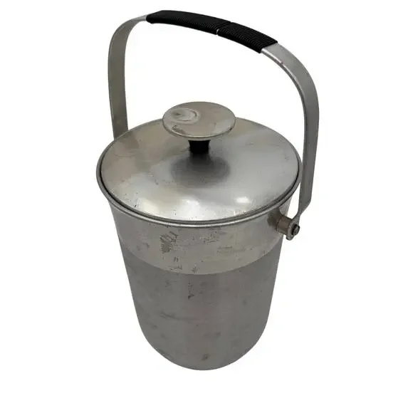 Vintage Aluminum Ice Bucket,  Mid Century 12