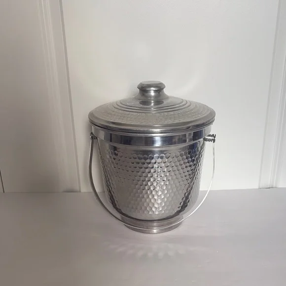 Vintage Silver Hammered Aluminum Ice Bucket