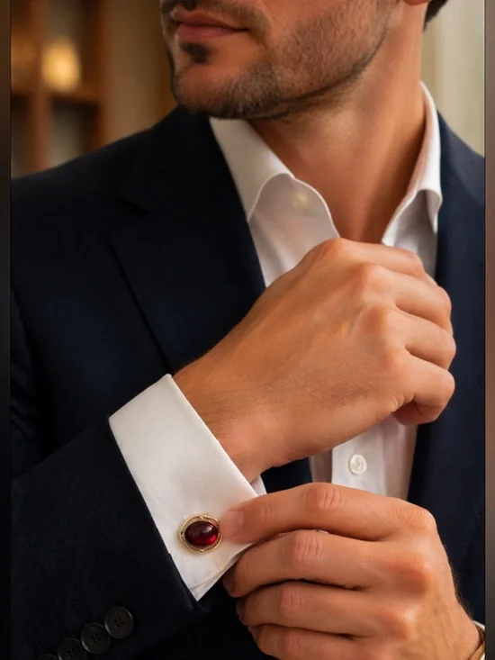 Vintage Red & Gold Cufflinks