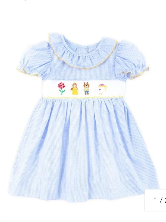 2T Smocked Beauty And The Beast Dress