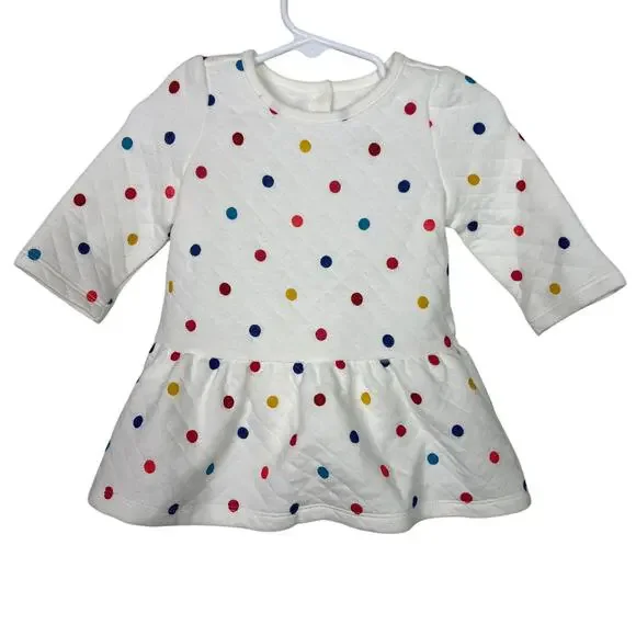 Baby Gap NWT 3-6 months Quilted‎ Dot Dress Bloomers Long Sleeves Rainbow Dots