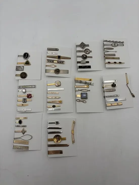 Vintage Lot 60+ Tie Clip/ Tie Pin Signed Anson Hicock Swank Gold Silver Tone