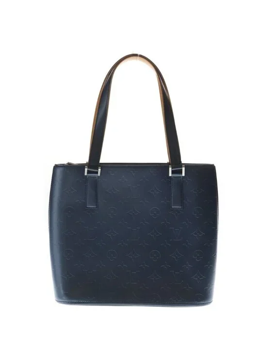 Louis Vuitton Monogram Matte Stockton Tote Metallic Navy Leather Silver