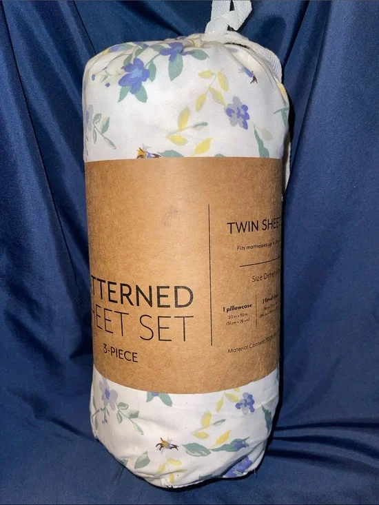 jcpenney White Twin Sheet Set with Blue & Green Floral Print