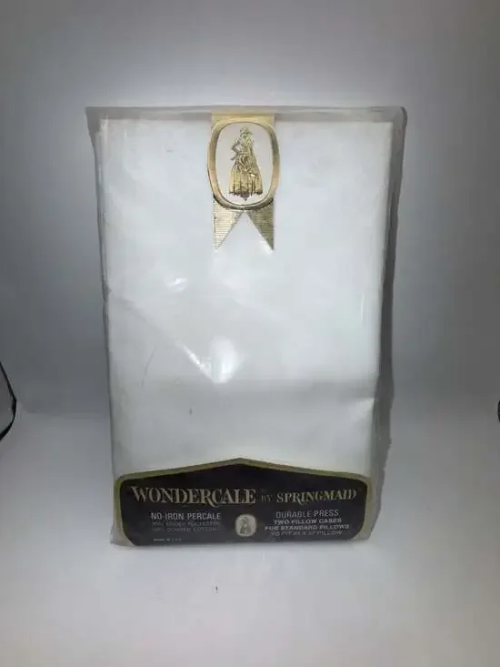 Vintage Wondercale by Springmaid No-Iron Percale White Pillow Cases