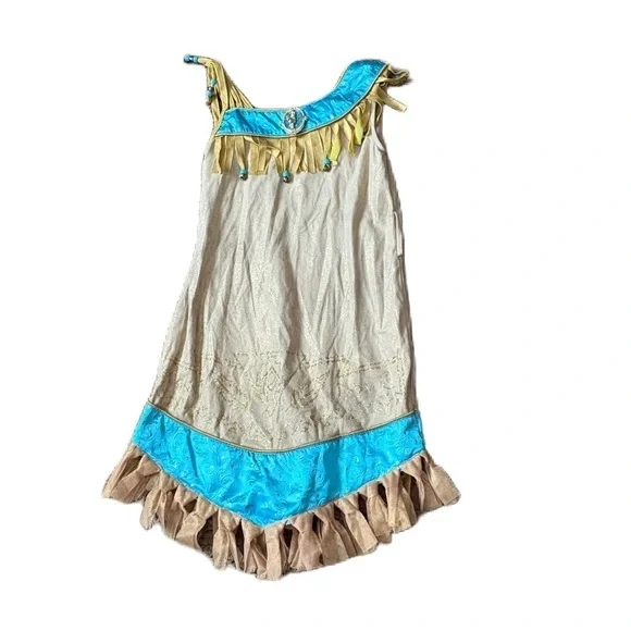 Disney Store Pocahontas Dress Sz 5/6 Halloween Costume Tan Princess Native