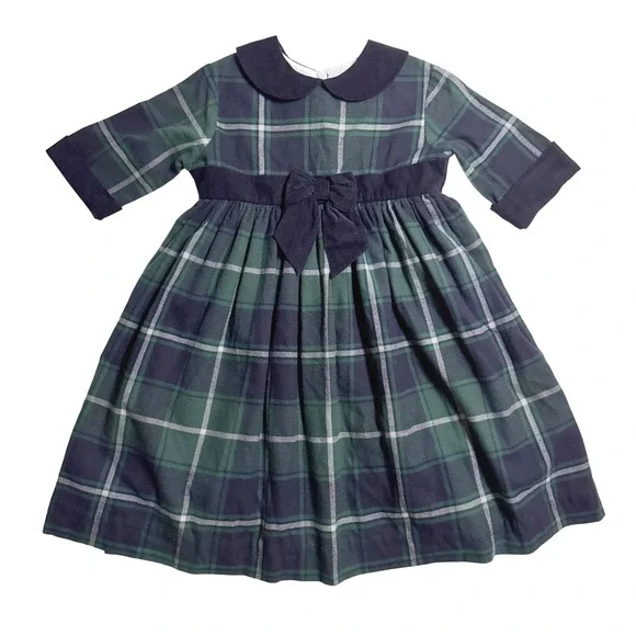 Bella Bliss Melbourne Plaid Remington Dress Girl's Size 8 Green Blue Holiday