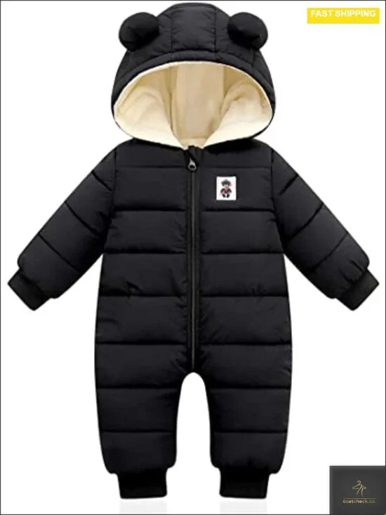 Baby Snowsuit Warm Winter Jumpsuit Hooded Zip Up Infant Toddler