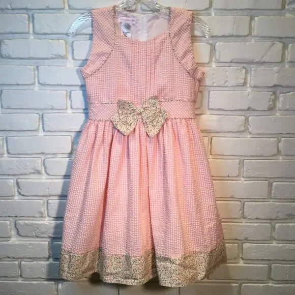 Bonnie Jean gingham dress. Pink w/ floral. Size 14