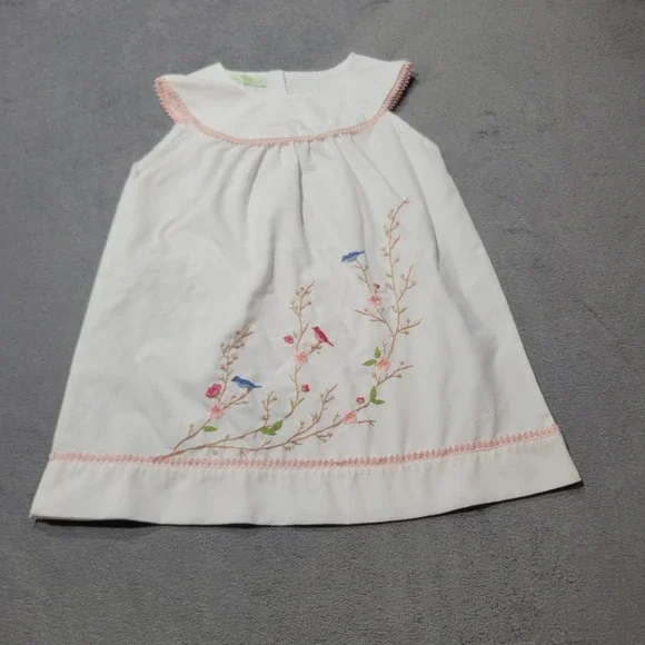 Muguet Collection Dress Girls 24M White Bird Floral Embroidered Heirloom Classic