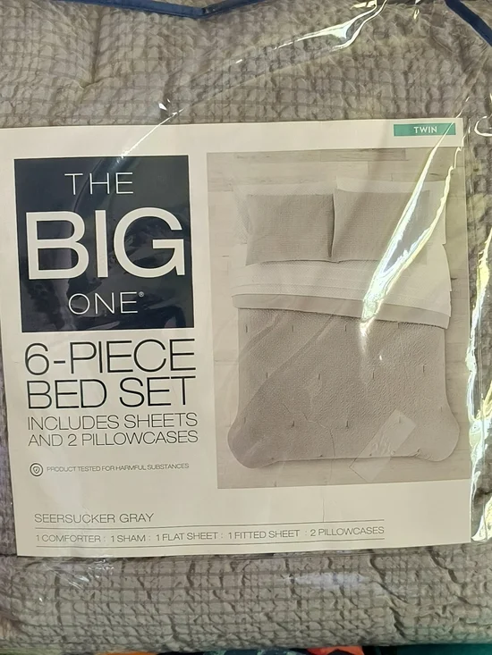 The Big One Seersucker Gray 6-Piece Bedding Set - Twin