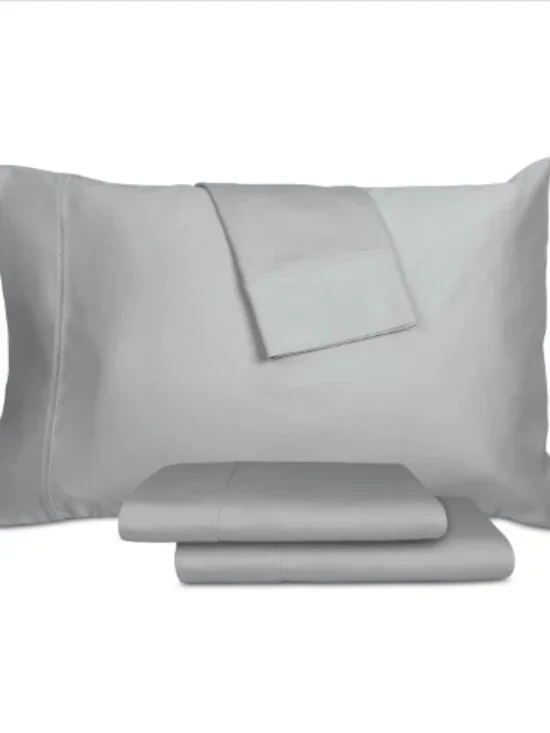 Aq Textiles Percale Solid 4-Pc. Sheet Set, King - Grey