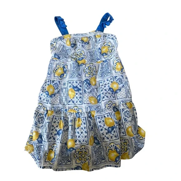 Zac Kids by Zac Posen Girls' Sleeveless Print Dress with Bow‎ Straps lemon print