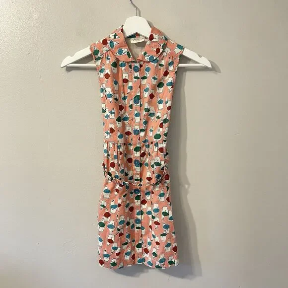Mini Boden Summer Dress Pail Beach Summer Belt Sz 7-8 Lined