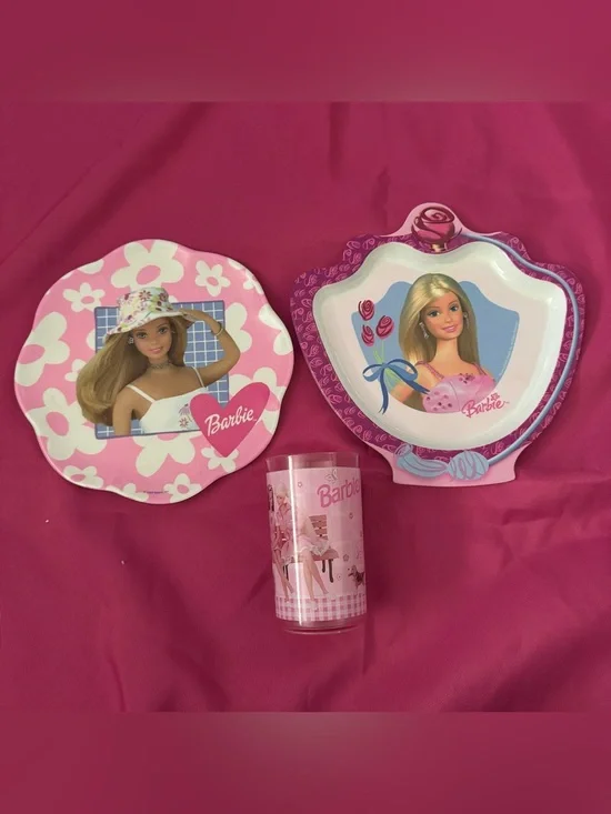 Vintage Barbie Plates + Vintage Barbie Cup / Rare Mattel Barbie Plate Bucket Hat